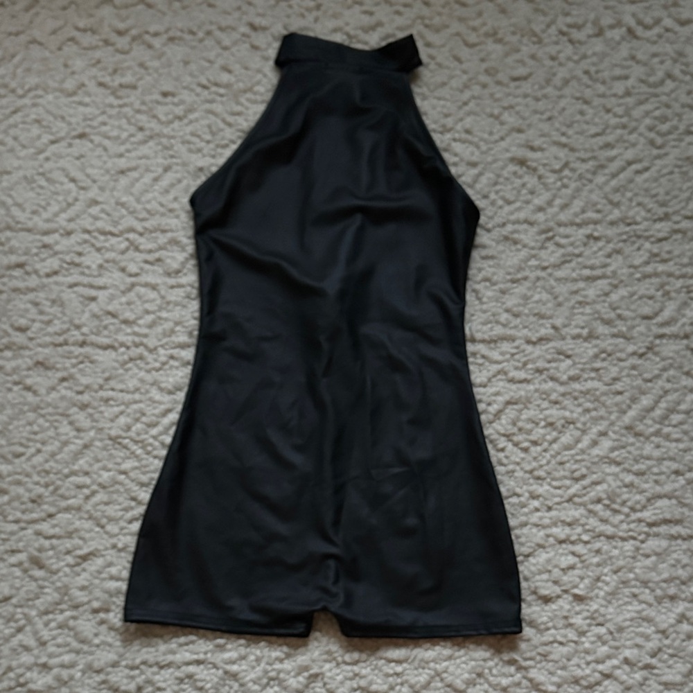 Faux Leather Short Romper